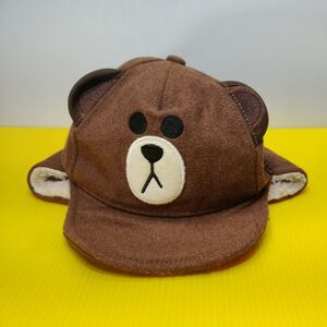 Brown Bear Children's Ear Muff Hat Protection Cartoon Warm Adjustable Snapback